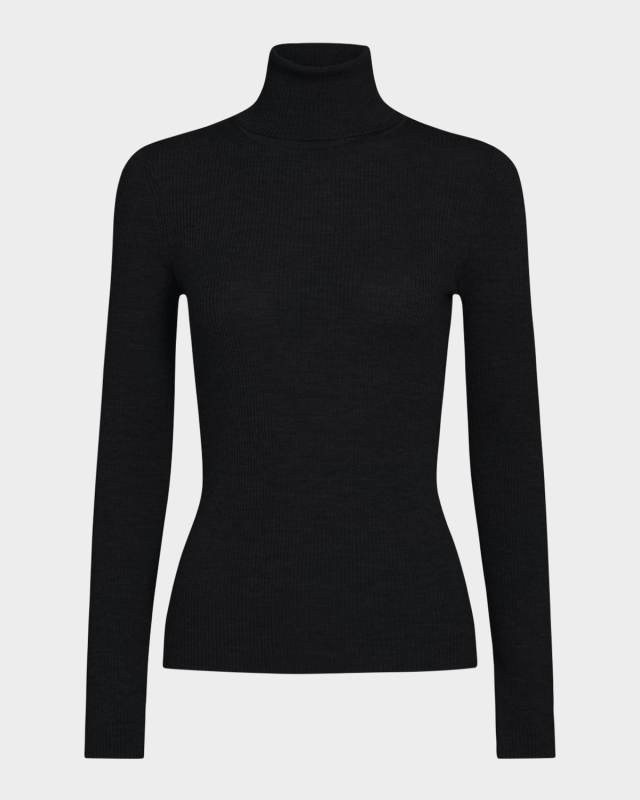 Rib-Knit Wool Turtleneck Sweater